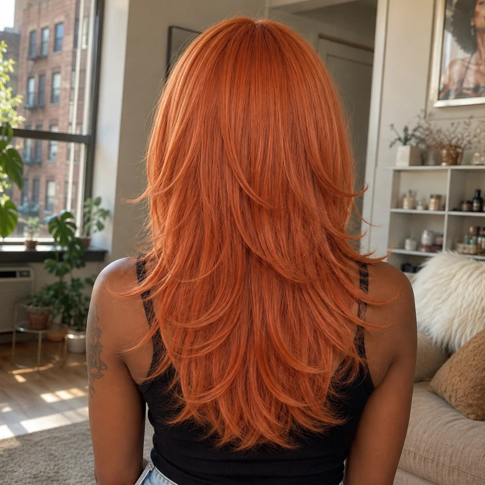 Angel Devil Long Orange Brown Cosplay Wig