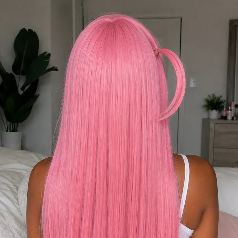 Hitori Gotoh Straight Pink Cosplay Wig