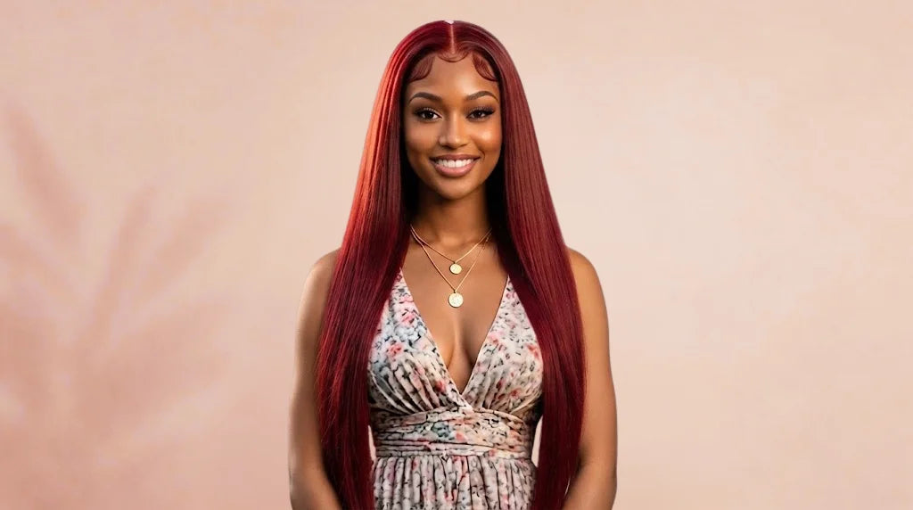 After wearing 13x4 HD Reddish Brown Straight Wig
