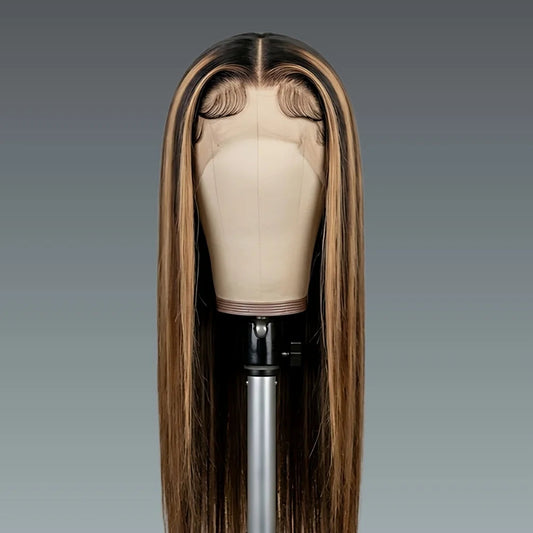 Straight Honey Blonde Highlight HD Lace Front Wig