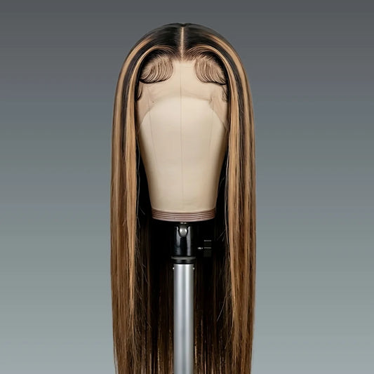 Straight Honey Blonde Highlight HD Lace Front Wig