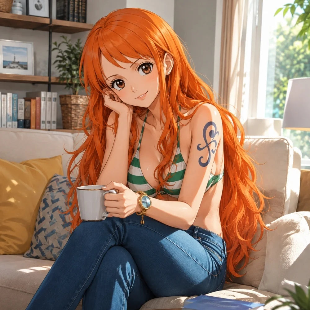 2 Years Later Nami Orange Long Curly Cosplay Wig
