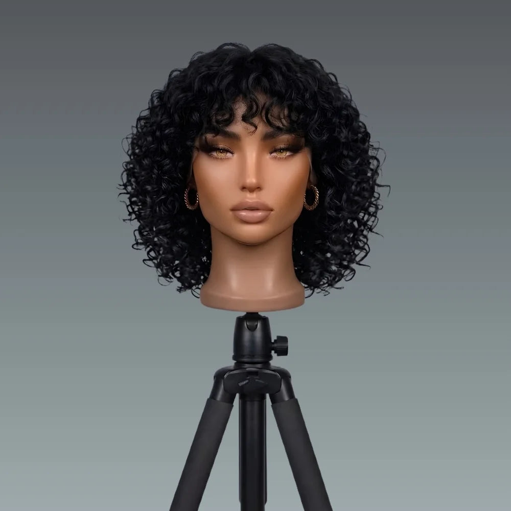 Jerry Curly Short Pixie Bob Cut Wig with Bangs