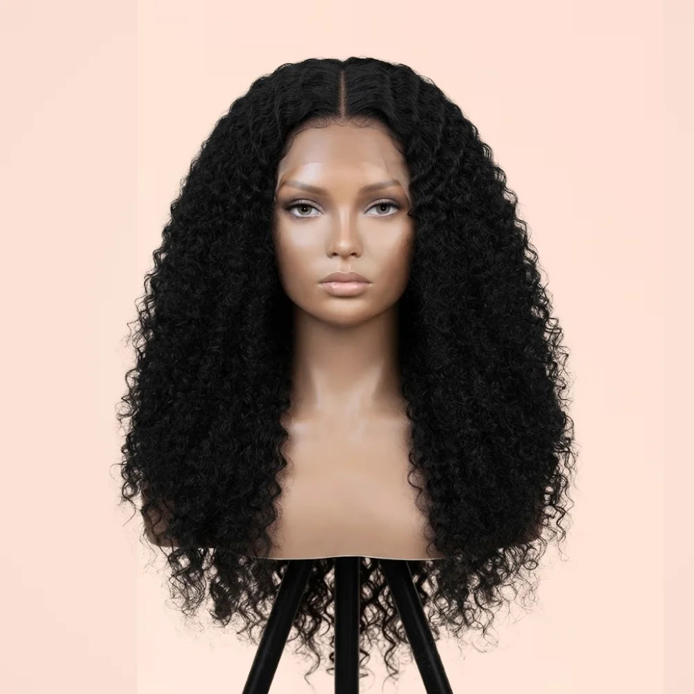 3-in-1 Kinky Curly Half Human Hair Ready to Wear Wig