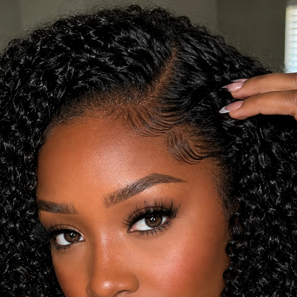 3-in-1 Kinky Curly Half Human Hair Ready to Wear Wig