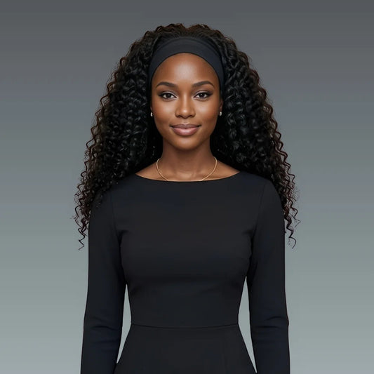 Deep Wave Human Hair Headband Wig