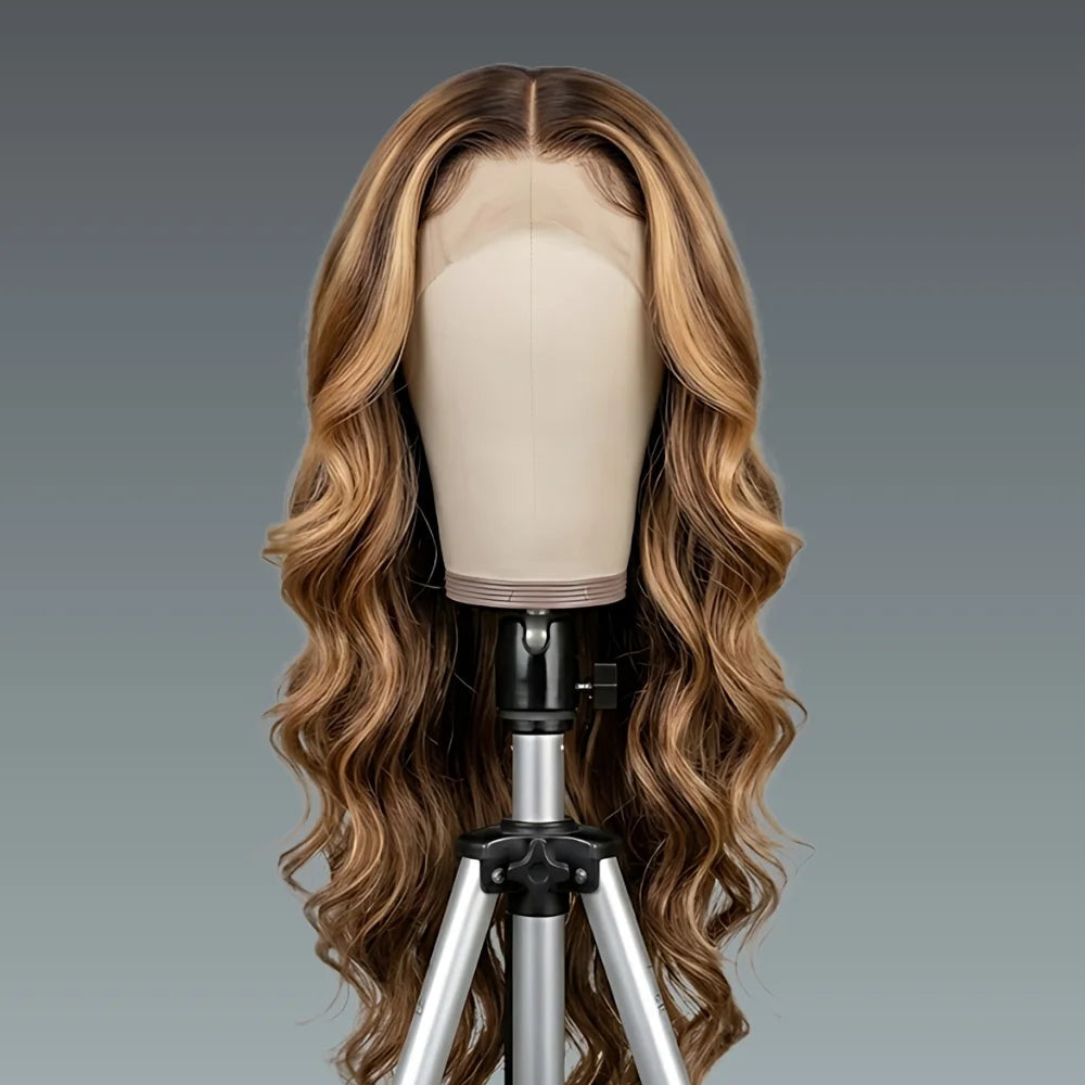 34" Honey Blonde Body Wave Highlight Wig