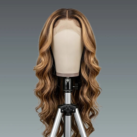 34" Honey Blonde Body Wave Highlight Wig