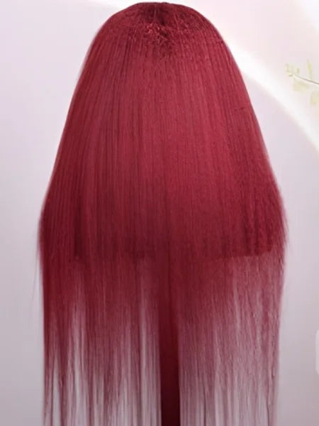 Burgundy Kinky Straight Wig