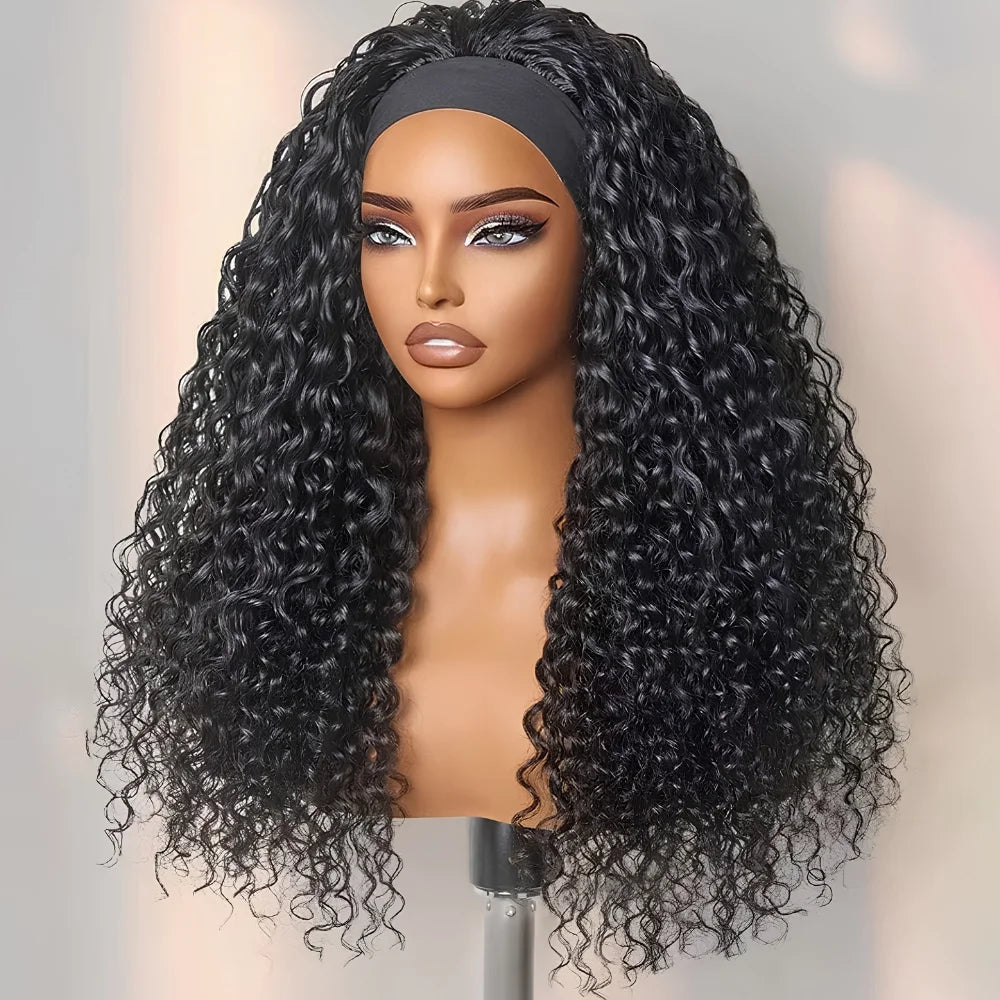 Deep Wave Human Hair Headband Wig