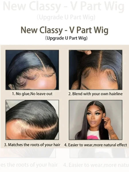 V-Part Straight Human Hair Wig