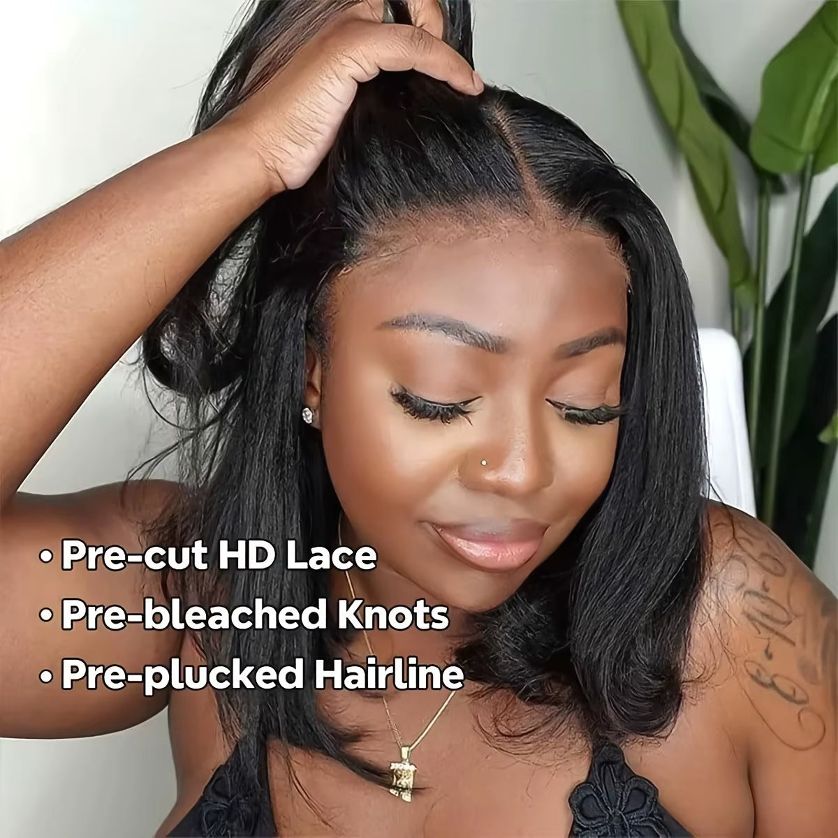 Kinky Straight 13X4 HD Lace Front Human Hair Wigs for Women Glueless Transparent Brazilian Coarse Yaki Remy Lace Frontal Wigs