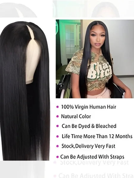 V-Part Straight Human Hair Wig