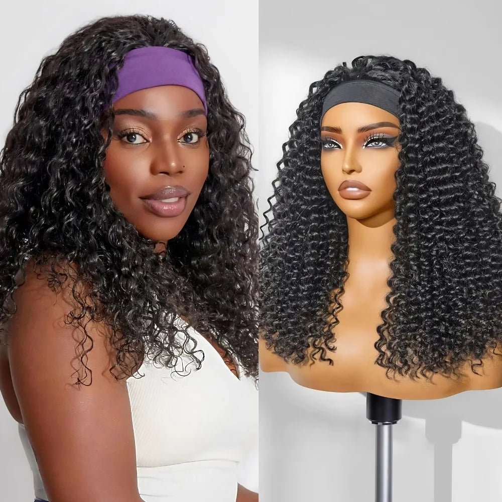 Deep Wave Human Hair Headband Wig