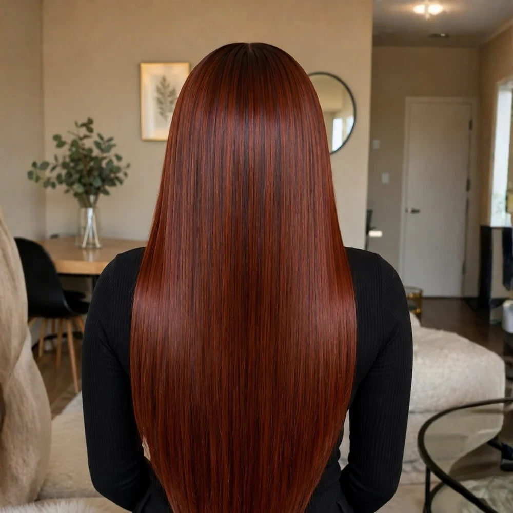 4x4 Reddish Brown Straight Wig