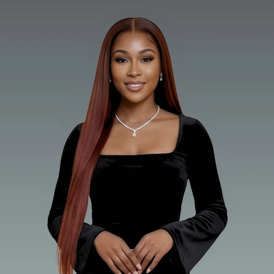 4x4 Reddish Brown Straight Wig