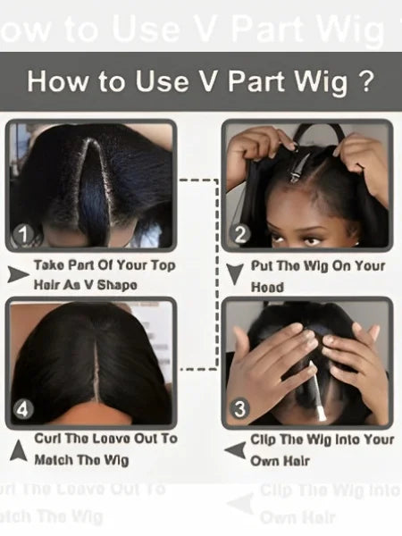 V-Part Straight Human Hair Wig