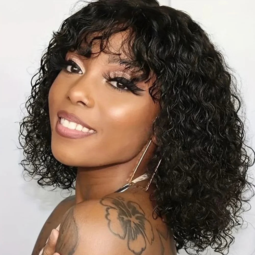 Jerry Curly Short Pixie Bob Cut Wig with Bangs