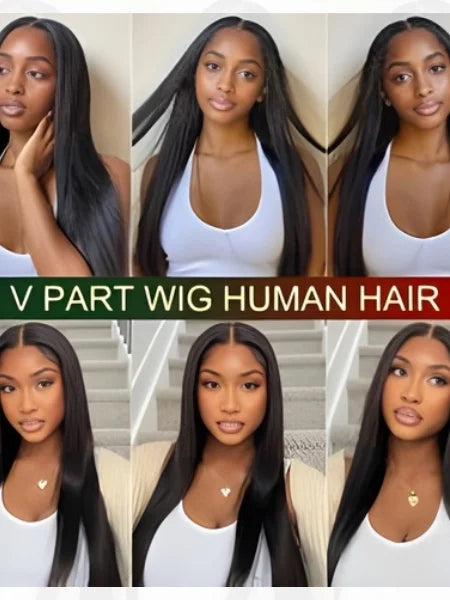 V-Part Straight Human Hair Wig