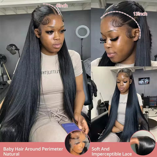 13X6 Bone Straight Lace Front Wig 30 40 Inch Lace Front Human Hair Wigs for Women 13X4 Brazilian Hair Glueless Wigs Human Hair