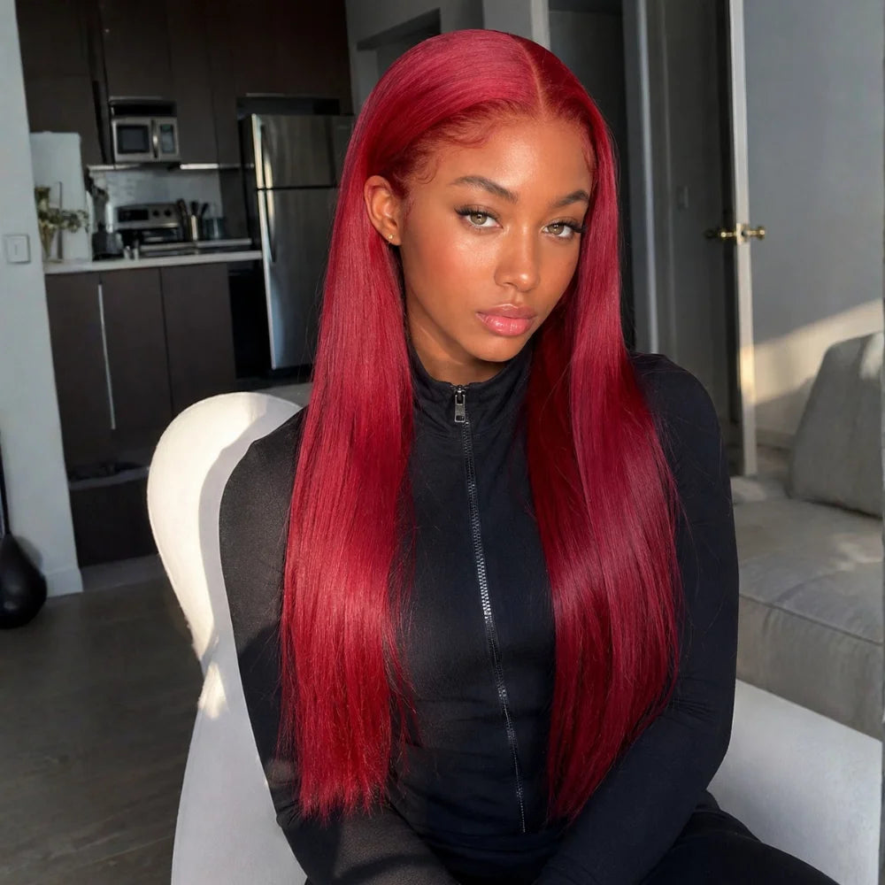 99J Burgundy Straight 13x6 HD Lace Front Human Hair Wig