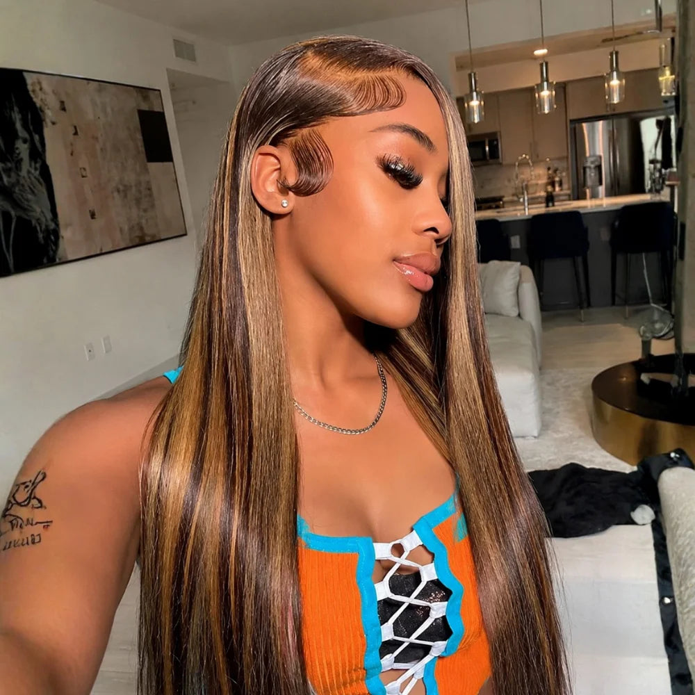 Brazilian 4/27 Highlight Ombre Straight HD Lace Front Wig