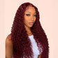 Brazilian 99j Burgundy Curly Deep Wave HD Lace Front Wig