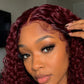 Brazilian 99j Burgundy Curly Deep Wave HD Lace Front Wig
