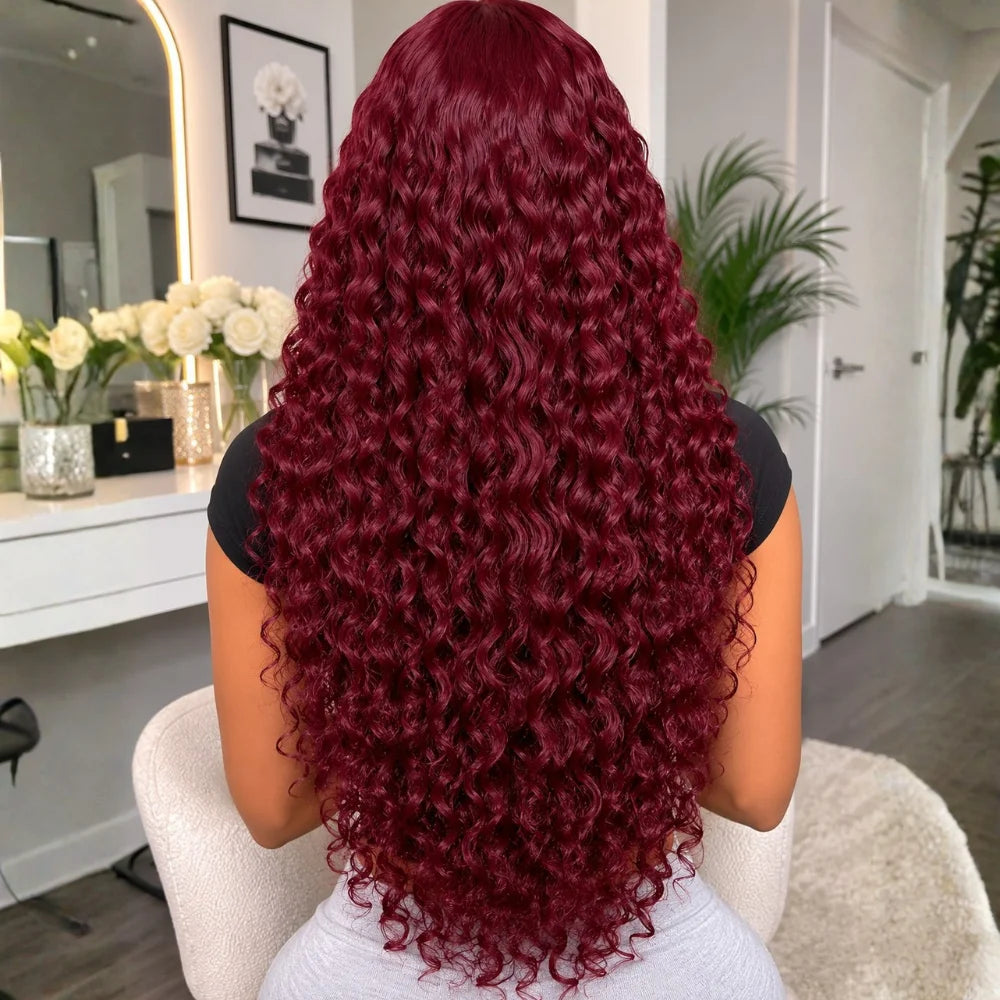 Burgundy Deep Curly Wave 13x6 HD Lace Front Wig