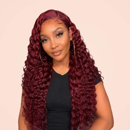 Burgundy Deep Curly Wave 13x6 HD Lace Front Wig