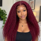 Burgundy Kinky Straight Wig