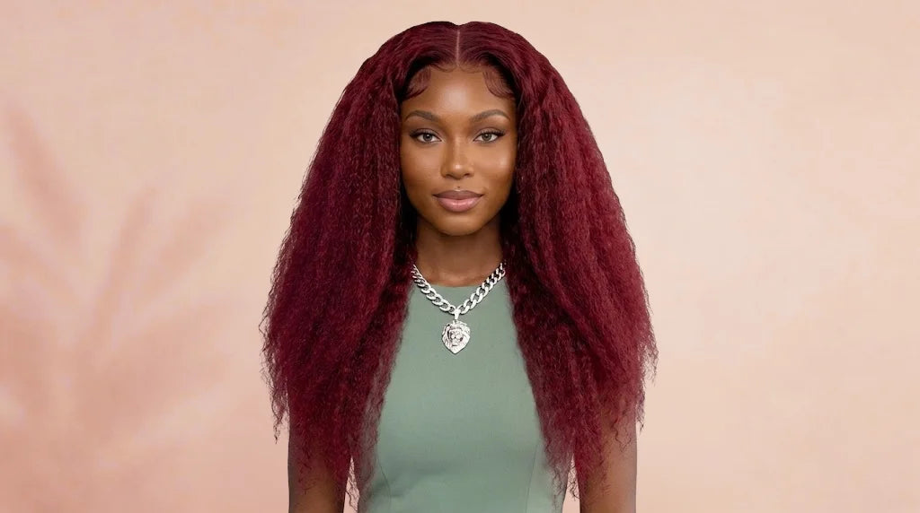 After wearing Burgundy Kinky Straight Wig