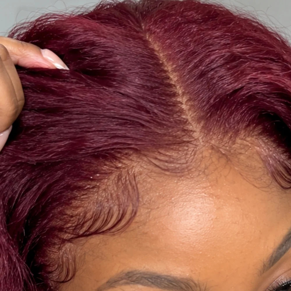 Burgundy Kinky Straight Wig