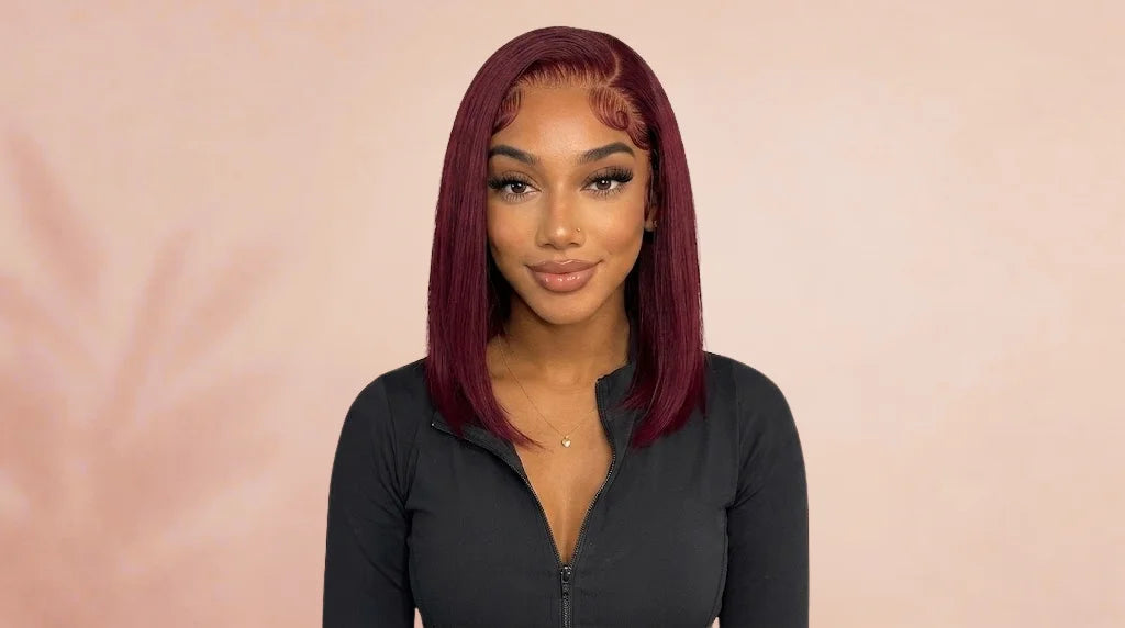 After wearing Burgundy Straight Short Bob 13x4 Lace Front Wig