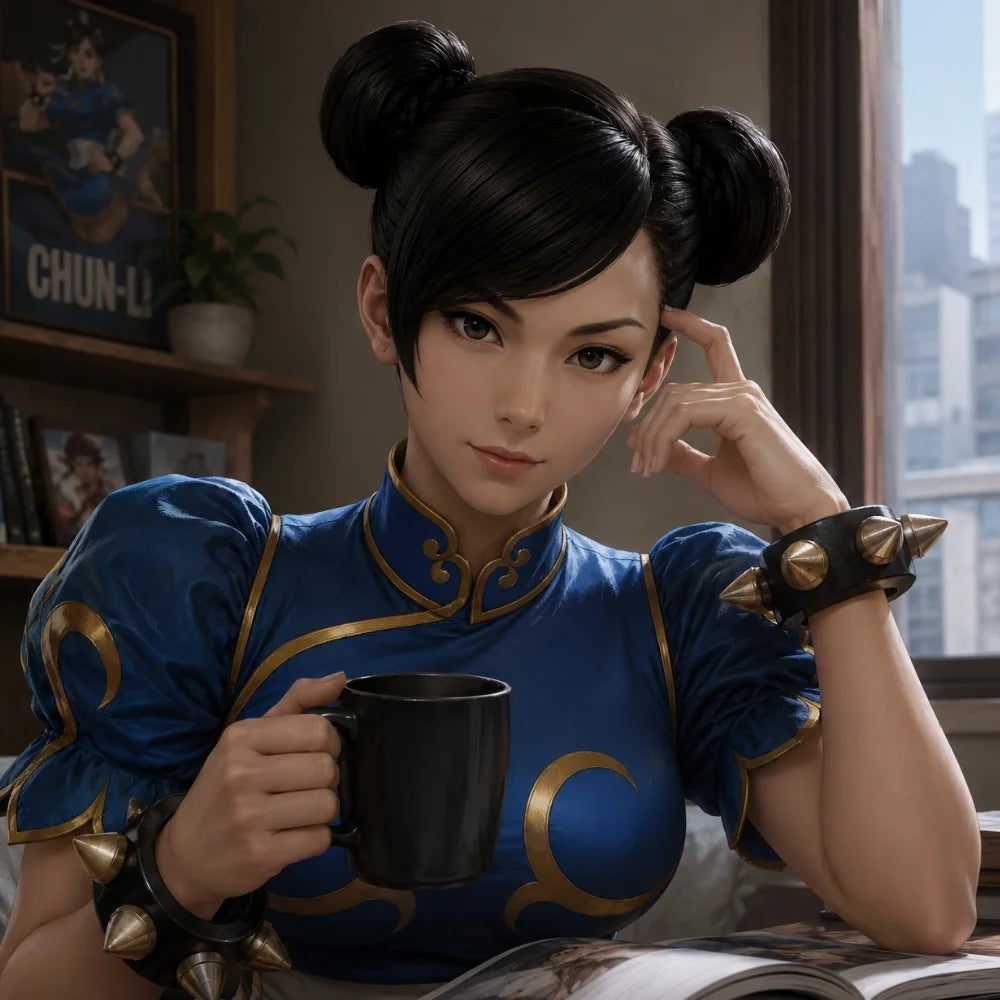 Game Street Fighter Chun Li Black Cosplay Wig