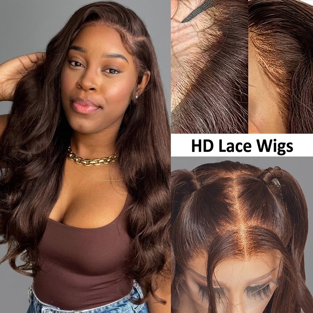 4x4 Chocolate Brown Body Wave Wig