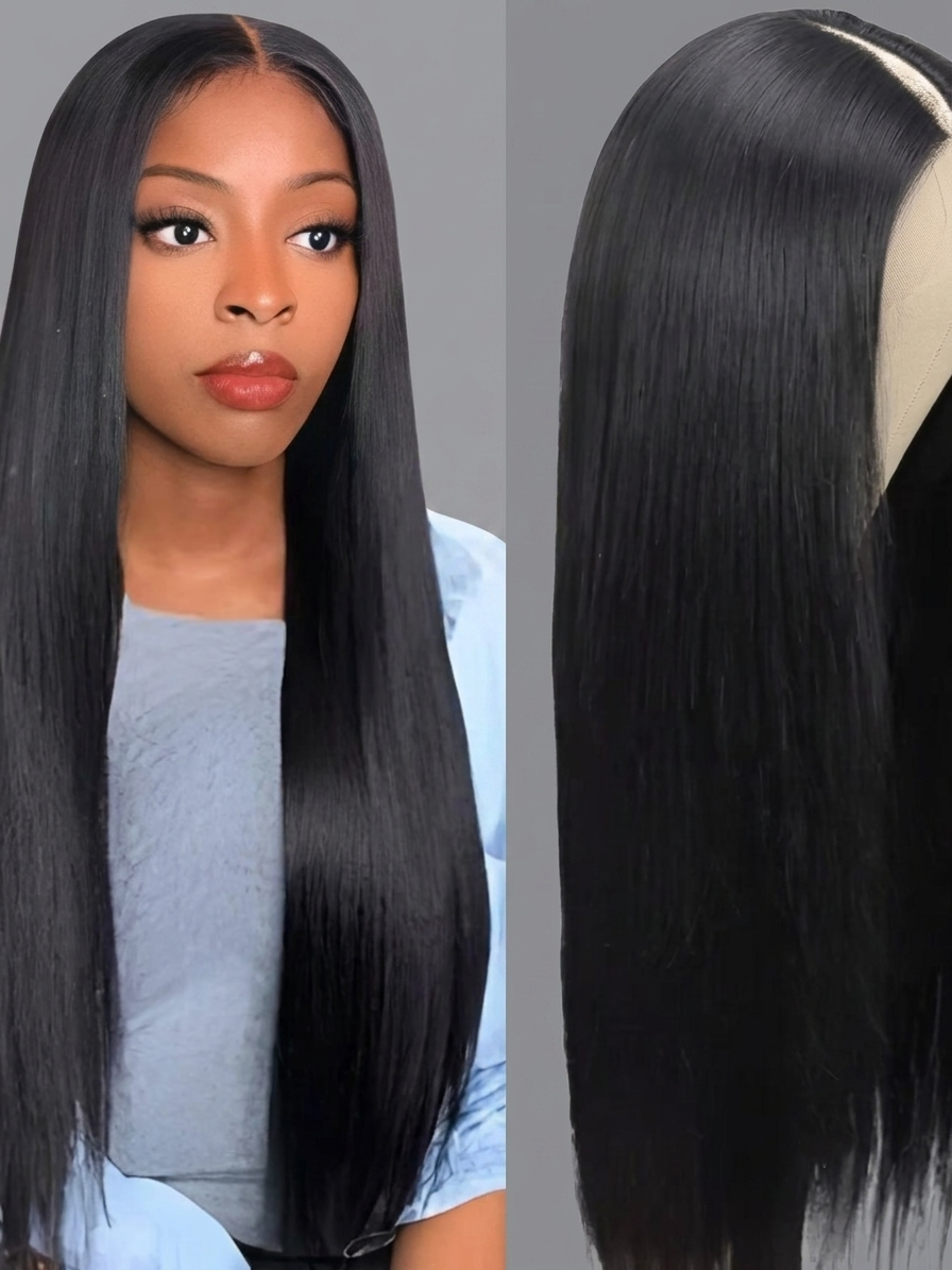 V-part straight human hair wig – 
