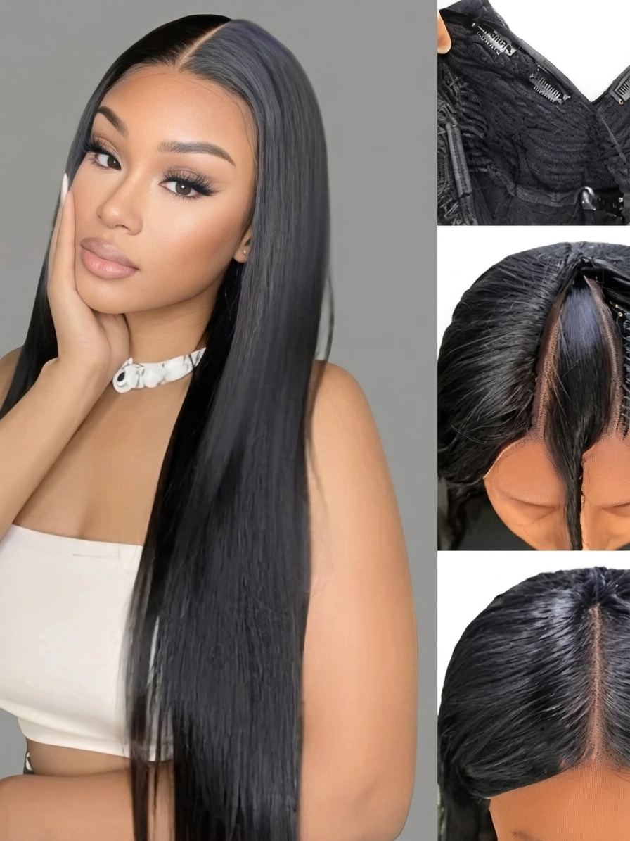 V-Part Straight Human Hair Wig