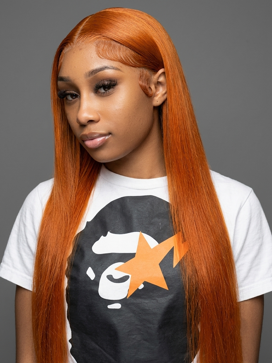 Ginger Orange Straight Lace Wig
