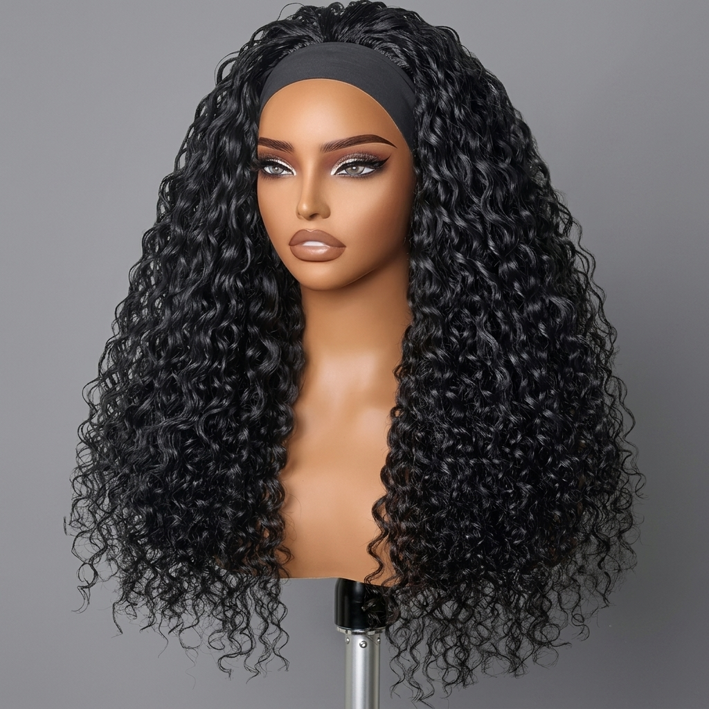 Deep Wave Human Hair Headband Wig