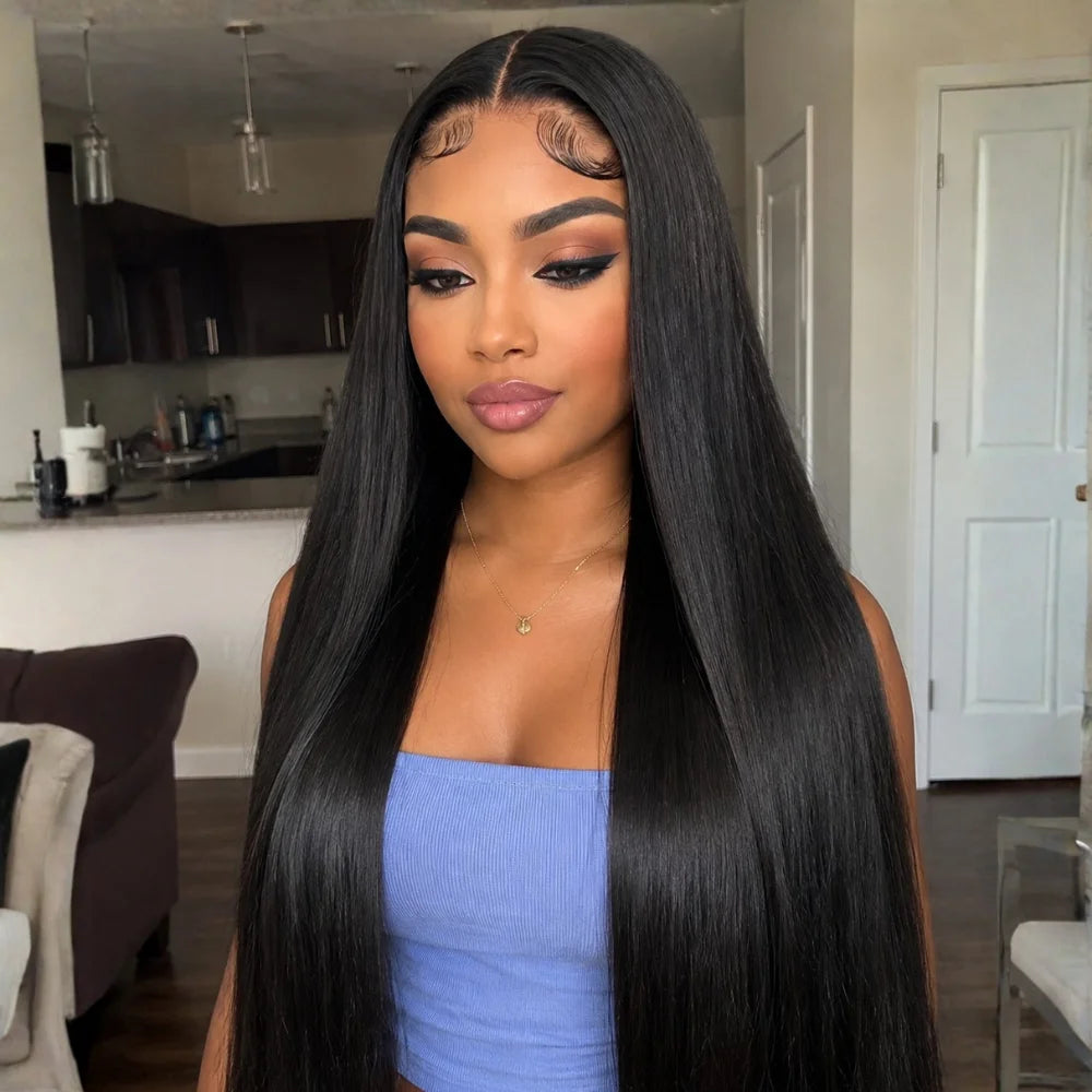 Glueless Straight HD Lace Front Human Hair 220 Density