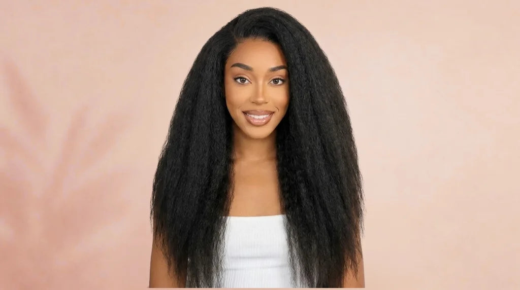 After wearing Kinky Straight V Part Human Hair Glueless Wig