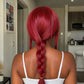 Makima Long Rose Red Braided Cosplay Wig