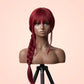 Makima Long Rose Red Braided Cosplay Wig