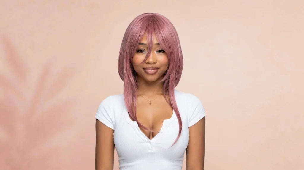 After wearing Miku Nakano Dark Pink Cosplay Wig