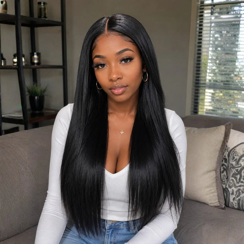 Pre Plucked Bone Straight Human Hair HD Lace Front Wig