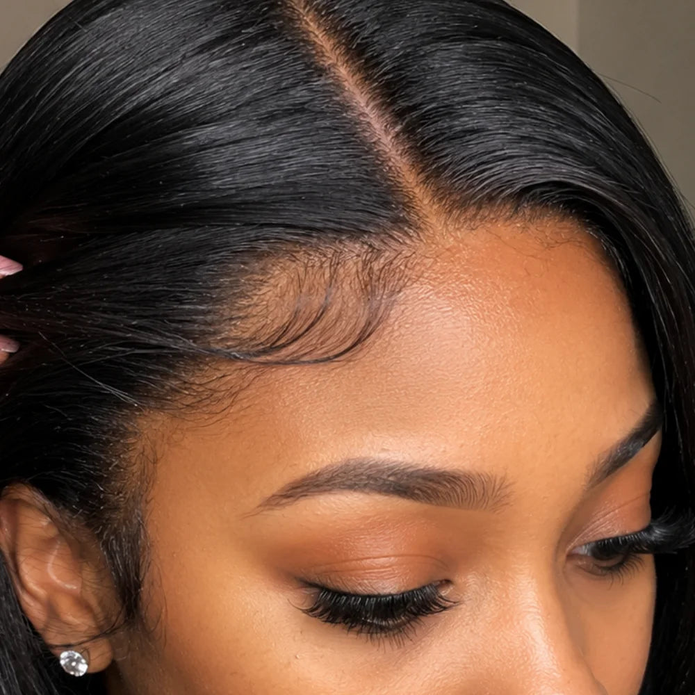 Customer style image - Pre Plucked Bone Straight Human Hair HD Lace Front Wig