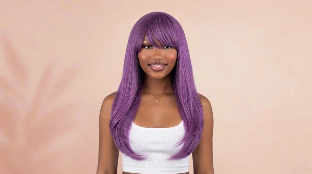After wearing Rize Kamishiro Long Purple Curly Cosplay Wig