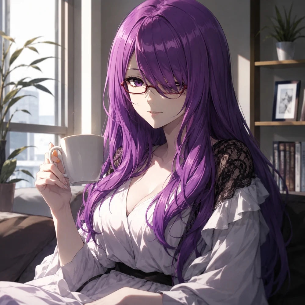Rize Kamishiro Long Purple Curly Cosplay Wig