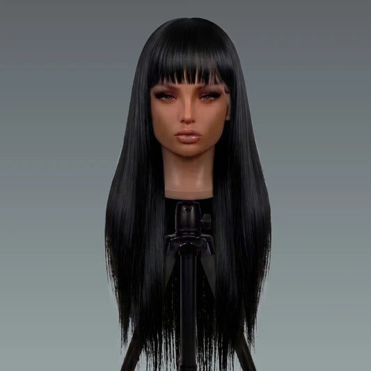 Straight Wig with Bangs – 150 Density